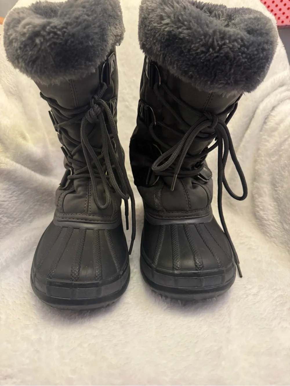 Kids Gray Insulated Winter Snow Boots